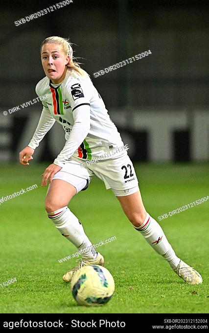 Saar Janssen (22) of OHL pictured during a female soccer game between AA Gent Ladies and Oud Heverlee Leuven on the 12 th matchday of the 2023 - 2024 season of...