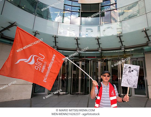 BBC engineers begin a 48 hour strike at Broadcasting House in Portland Place, after Interserve proposed a 73 per cent cut in the engineering workforce...