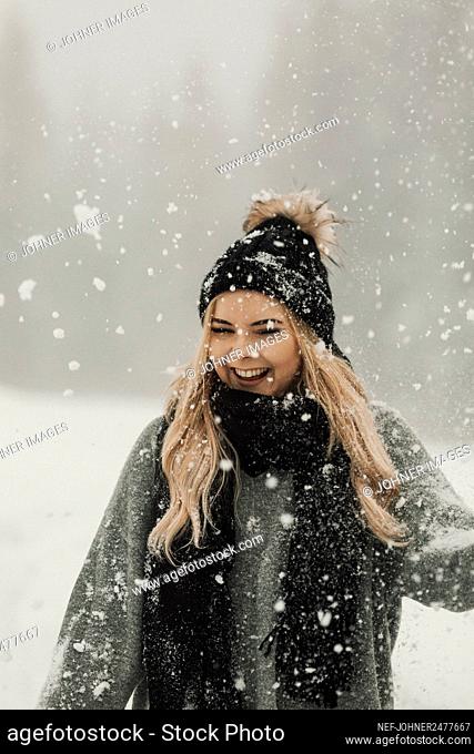 Happy woman at winter
