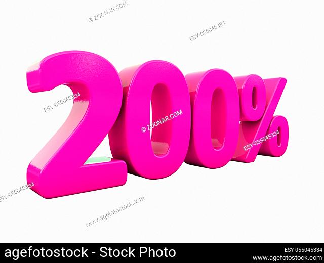 3d Illustration Pink 200 Percent Discount Sign, Sale Up to 200, 200 Sale, Pink Percentages Special Offer, Save On 200 Icon, 200 Off Tag