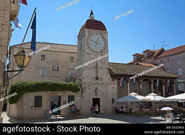 Bell Tower and Loggia, Old Town, Trogir, Split-Dalmatia, Croatia, Trau, Clock Tower, City Loggia, Europe