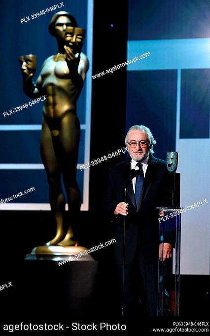 LOS ANGELES, CALIFORNIA - JANUARY 19: Honoree Robert De Niro accepts the Life Achievement Award onstage during the 26th Annual Screen Actors Guild Awards at The...