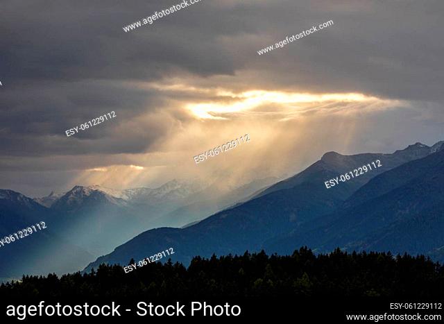 Dramatic sky above the Ortles alps, South Tyrol