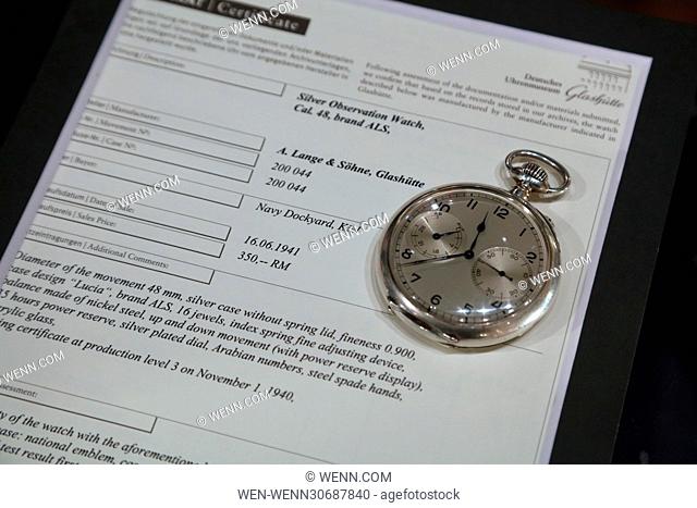 Mayfair Antiques and Fine Art Fair at the Marriott Hotel Featuring: WWII German Submariners watches Where: London, United Kingdom When: 05 Jan 2017 Credit: WENN