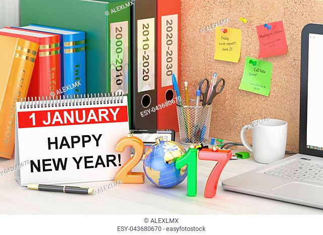 New Year 2017 concept, 3D rendering