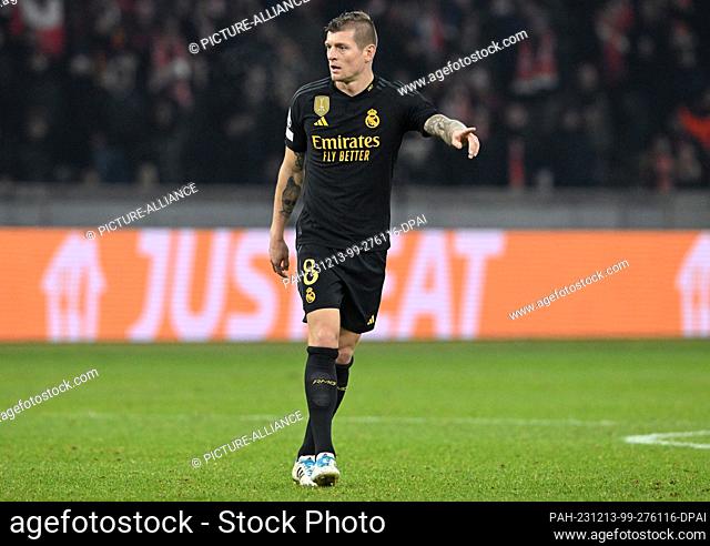 13 December 2023, Berlin: Soccer, Champions League, 1. FC Union Berlin - Real Madrid, Group stage, Group C, Matchday 6, Olympiastadion, Madrid's Toni Kroos