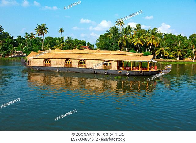 Houseboat on Kerala backwaters. Kerala