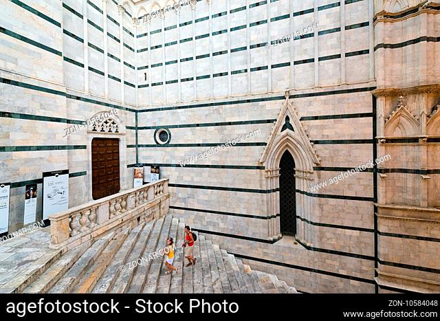 Santa Maria Cathedral in Siena, Tuscany, Italy - Internal stairs