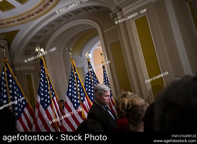 United States Senator Sheldon Whitehouse (Democrat of Rhode Island), left, listens while United States Senate Majority Leader Chuck Schumer (Democrat of New...