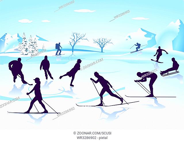 Wintersport Schlittschuhlaufen, Skilaufen