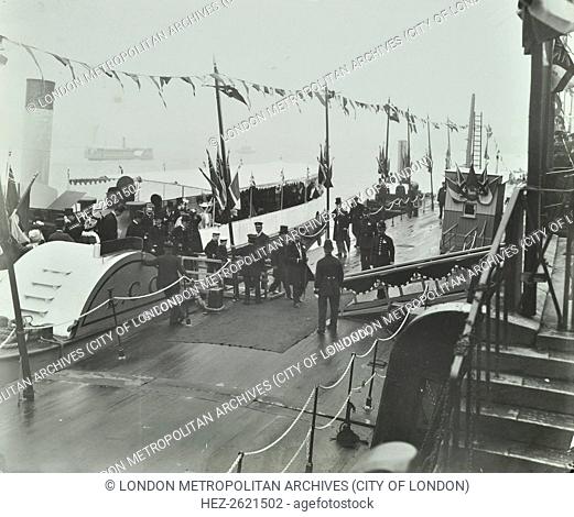 The Prince of Wales inaugurating the London Steamboat Service, River Thames, London, 1905. Artist: Unknown