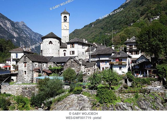 Switzerland, View of Lavertezzo village