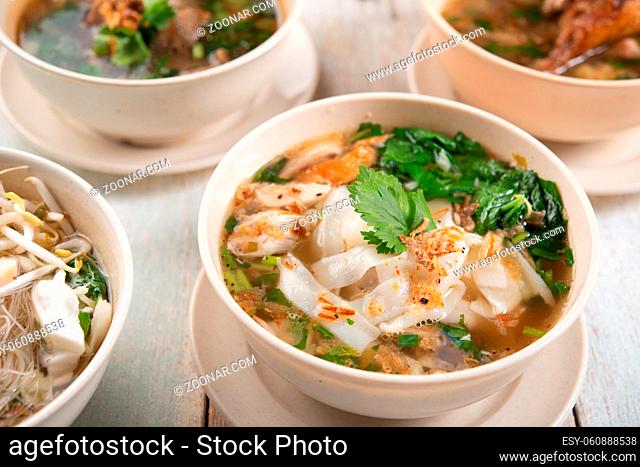 Various Southeast Asian dishes, noodles and soup