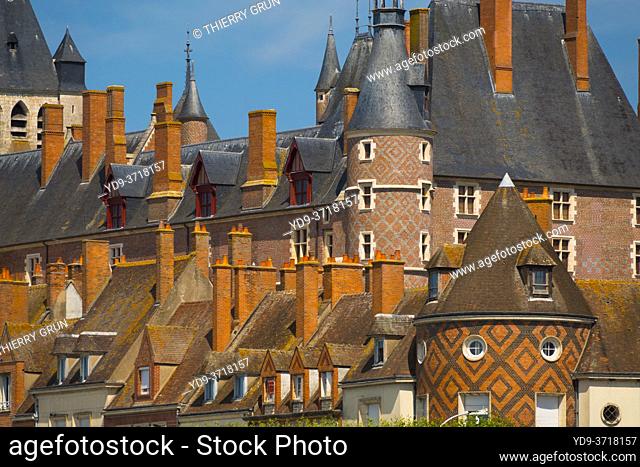 France, Loiret (45), Gien, old town and the castle of Gien