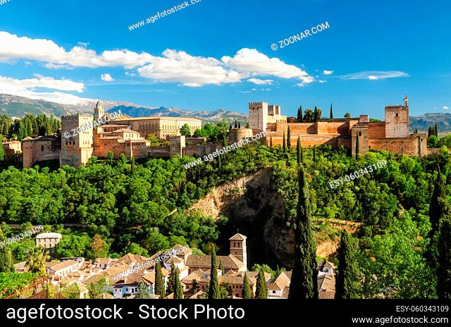 Ancient arabic fortress Alhambra in, Granada, Spain, European travel landmark