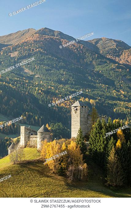 Autumn morning at Burg Heinfels guesthouse, Tyrol, Austria