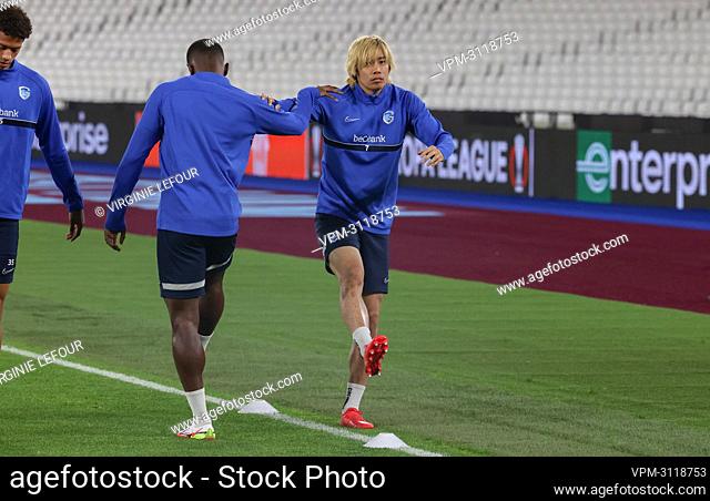 Genk's Junya Ito pictured during a training session of Belgian soccer team KRC Genk, Wednesday 20 October 2021, in London, England