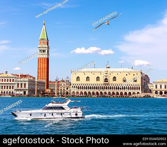 Doge's palace and the Camapanile, Grand canal of Venice, Italy