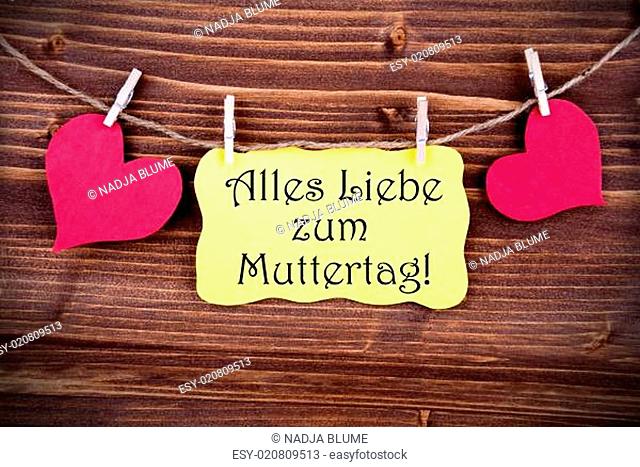 Yellow Label With Alles Liebe Zum Muttertag