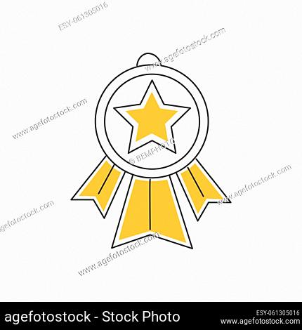 Stylish thin line icon of a medal on a white background - Vector illustration