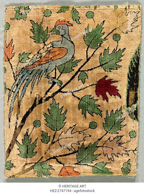 Velvet Fragment, Khusrau Sees Shirin Bathing, 1550-99. Creator: Unknown