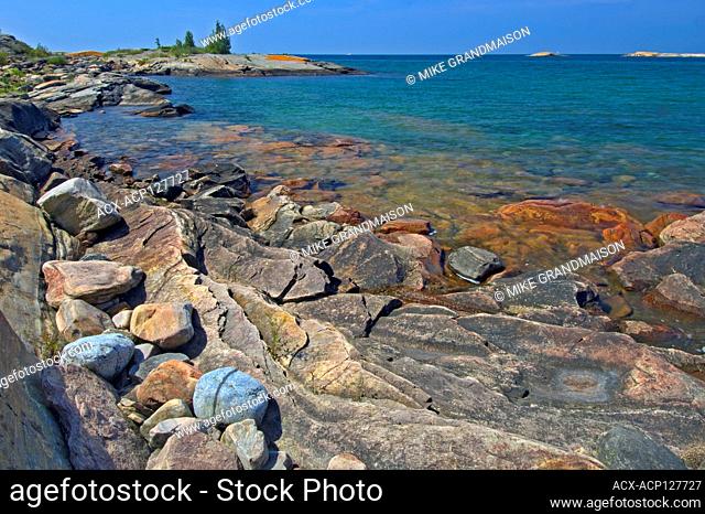 Pprecambrian shield rock on Georgian Bay (Lake Huron) Snug Harbour Ontario Canada