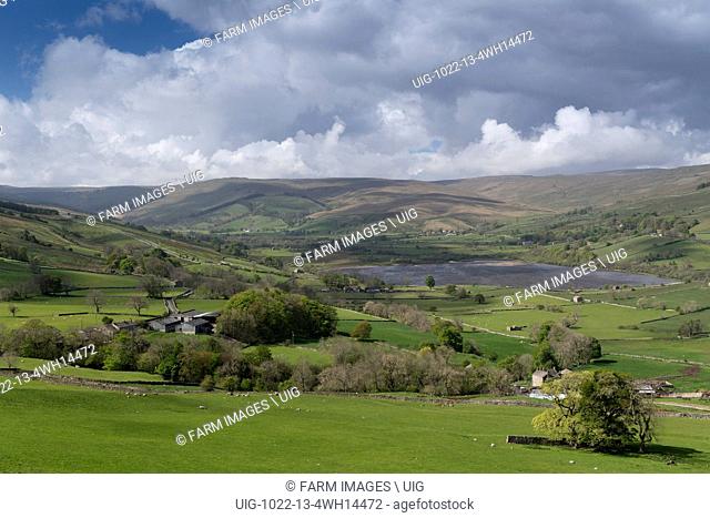 Looking over Semerwater towards Marsett and Woldside in Yorkshire Dales National Park