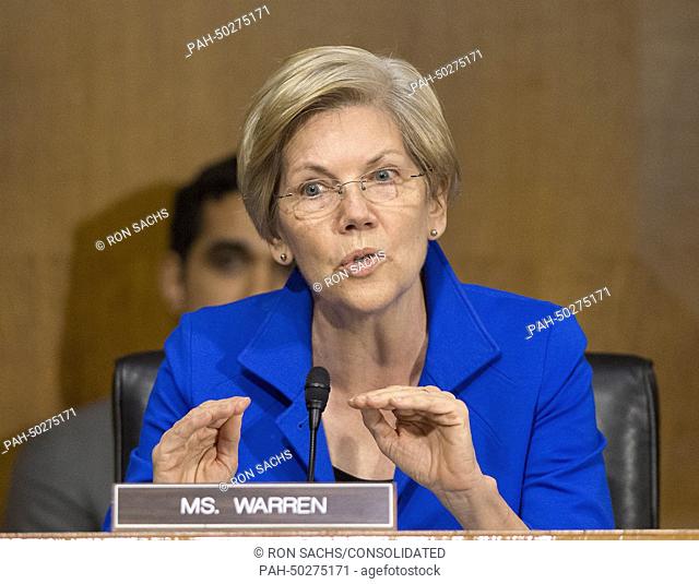 United States Senator Elizabeth Warren (Democrat of Massachusetts), a member of the U.S. Senate Committee on Banking, Housing and Urban Affairs