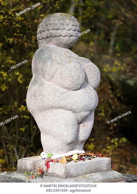 Place of discovery of the Venus von Willendorf (Woman of Willendorf) and a replica commemorating the find. the Venus is considered to be one of the oldest...