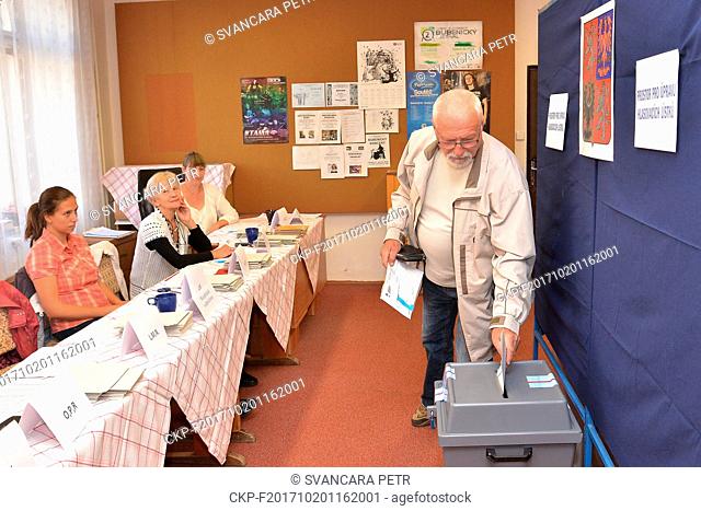 The polling station for elections to the Chamber of Deputies of the Parliament of the Czech Republic, in elementary school in Letovice, Czech Republic