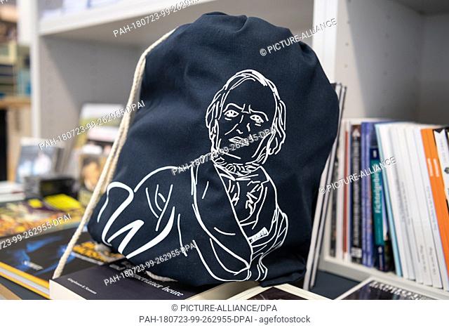 20 July 2018, Germany, Bayreuth: Richard-Wagner-themed souveniers are on display in a book shop. This year's Bayreuth Festival is due to start on 25 July