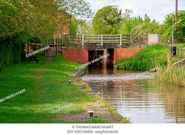 Bridge No 23 at Marbury Lock on the Llangollen Canal near Marbury, Cheshire, UK