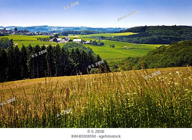 panoramic view at the d?strict Huelscheid, Germany, North Rhine-Westphalia, Sauerland, Schalksmuehle