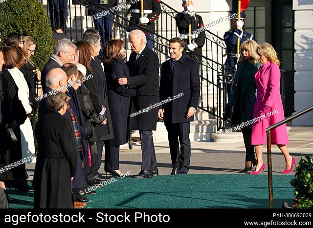 United States President Joe Biden and first lady Dr. Jill Biden host a State Arrival ceremony honoring President Emmanuel Macron and Brigitte Macron of France...