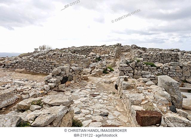Archaeological site on the mountain Messa Vouno, Thira, Santorini, Greece