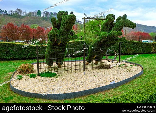 Bush sculpture in park - Durbuy Belgium - nature background