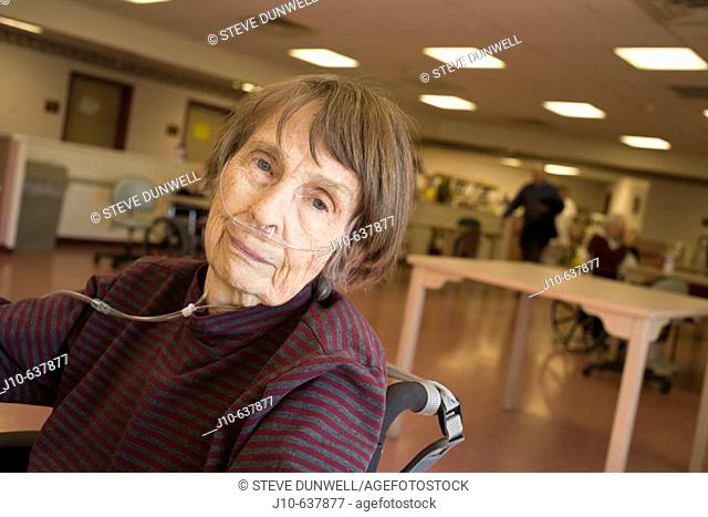 Cardiac patient age 89, at nursing home. ReHab, Poughkeepsie, NY. USA