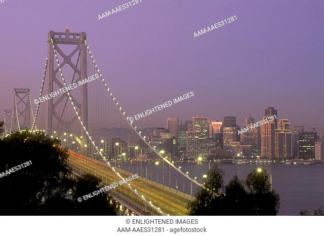 SF/Oakland Bay Bridge San Francisco, California pre-dawn light over SF