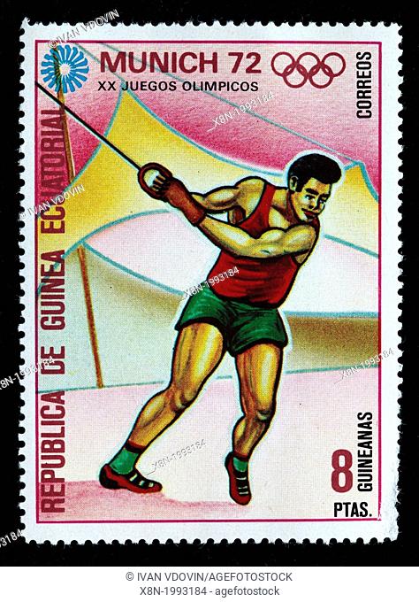 Olympic games in Munich, postage stamp, Equatorial Guinea, 1972
