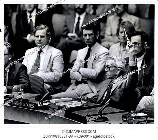 Aug. 31, 1981 - United Nations, New York: United States vetoes United Nations Security Council resolution condemning the South African military incursion into...