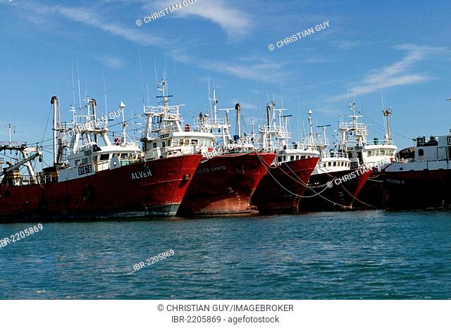 Ships, Puerto Deseado, Santa Cruz province, Patagonia, Argentina, South America