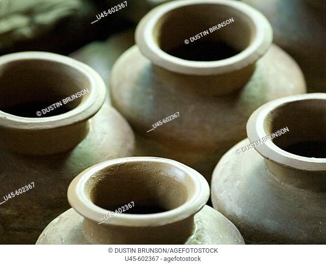 Unfinished clay pots made by local artisans in Dzongsar in Kham, Tibet