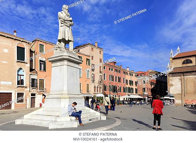 The Campo Santo Stefano and monument to Niccolò Tommaseo, Venice, Italy