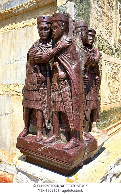 The Tetrach Statues showing the Emperor Diocletian and his co Emperor Maximian embrassing in friendship  foreground sculpted in Egyptian porphyry stone  The...