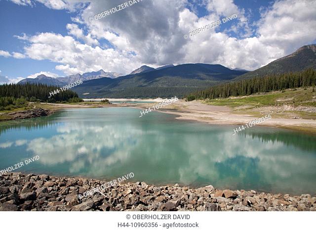 Abraham Lake, Alberta, mountains, Canada, scenery, landscape, North America, lake, reflection, water