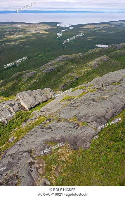 Rocky landscape of the Mealy Mountains in the wilderness of Southern Labrador, Newfoundland & Labrador, Canada