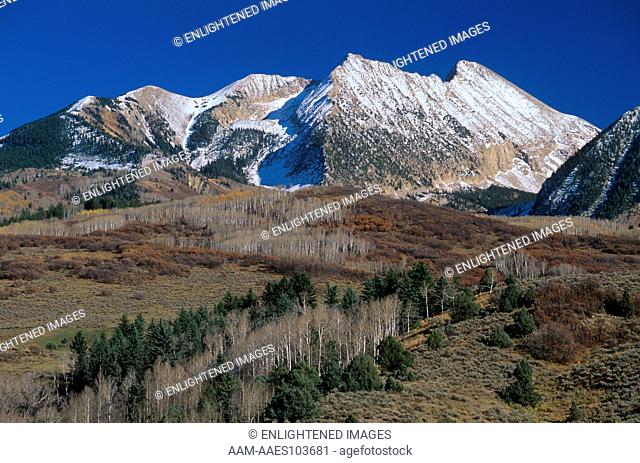 Snow covered Peaks of Elk Mountains, Gunnison NF, SR133, COLORADO