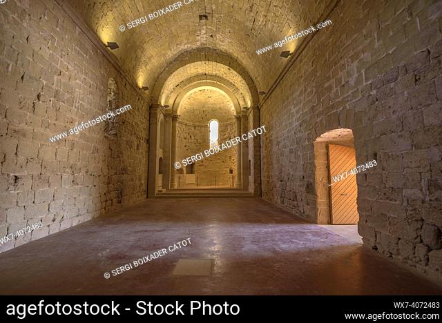 Inside the church of the Miravet castle (province of Tarragona, Catalonia, Spain)