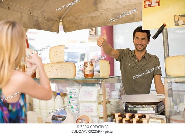 Man selling dairy products
