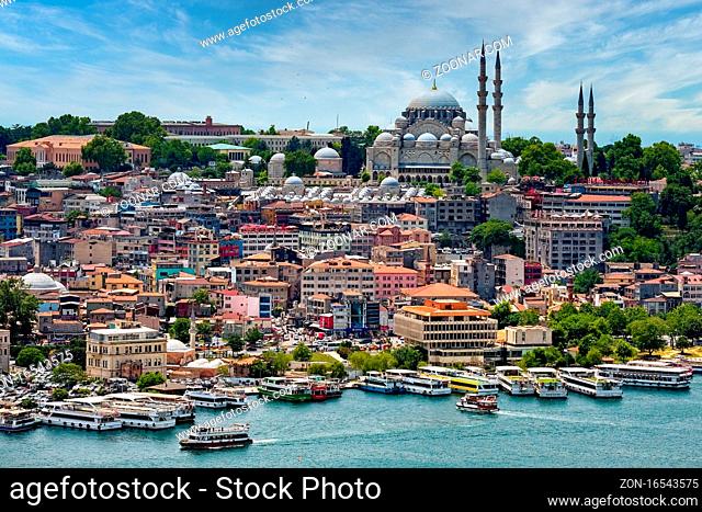 ISTANBUL, TURKEY - MAY 24 : View of buildings along the Bosphorus in Istanbul Turkey on May 24, 2018
